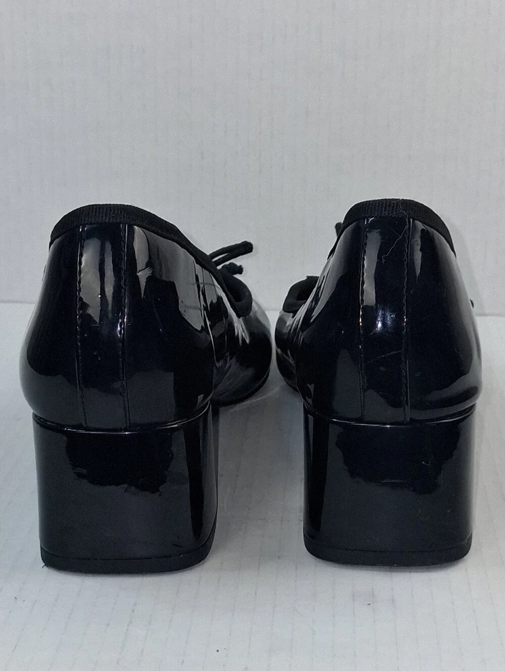 ASOS Design Steffie Black Patent Mid Heel Pumps with Bow